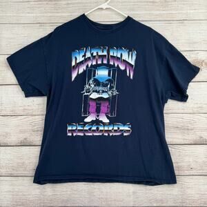 Death Row Records Electric Chair Logo T-Shirt Adult XL Navy Blue